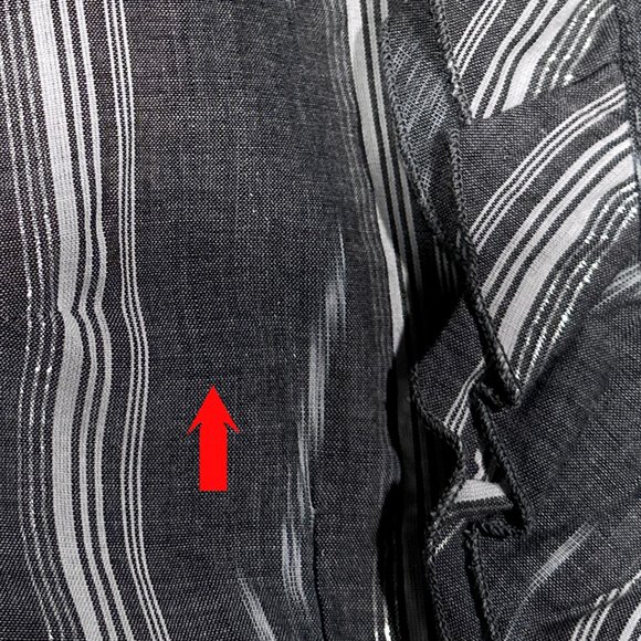 Style & Co Petite Gray Button Down Ruffle Bling Metallic Thread Stripes Size 4P - Picture 14 of 16